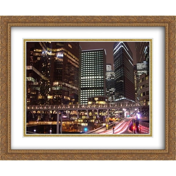 Esplanade of La Defense, France 2x Matted 34x28 Large Gold Ornate Framed Art Print by The Cityscape Art Print Series