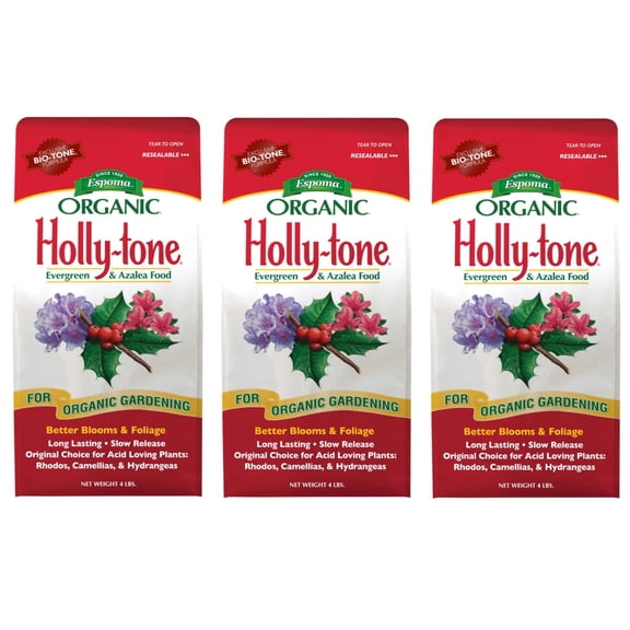 Espoma Holly-Tone Plant Food 4-3-4 - Natural Fertilizer, Acid-Loving Plants - 3 Pack, 4 lbs