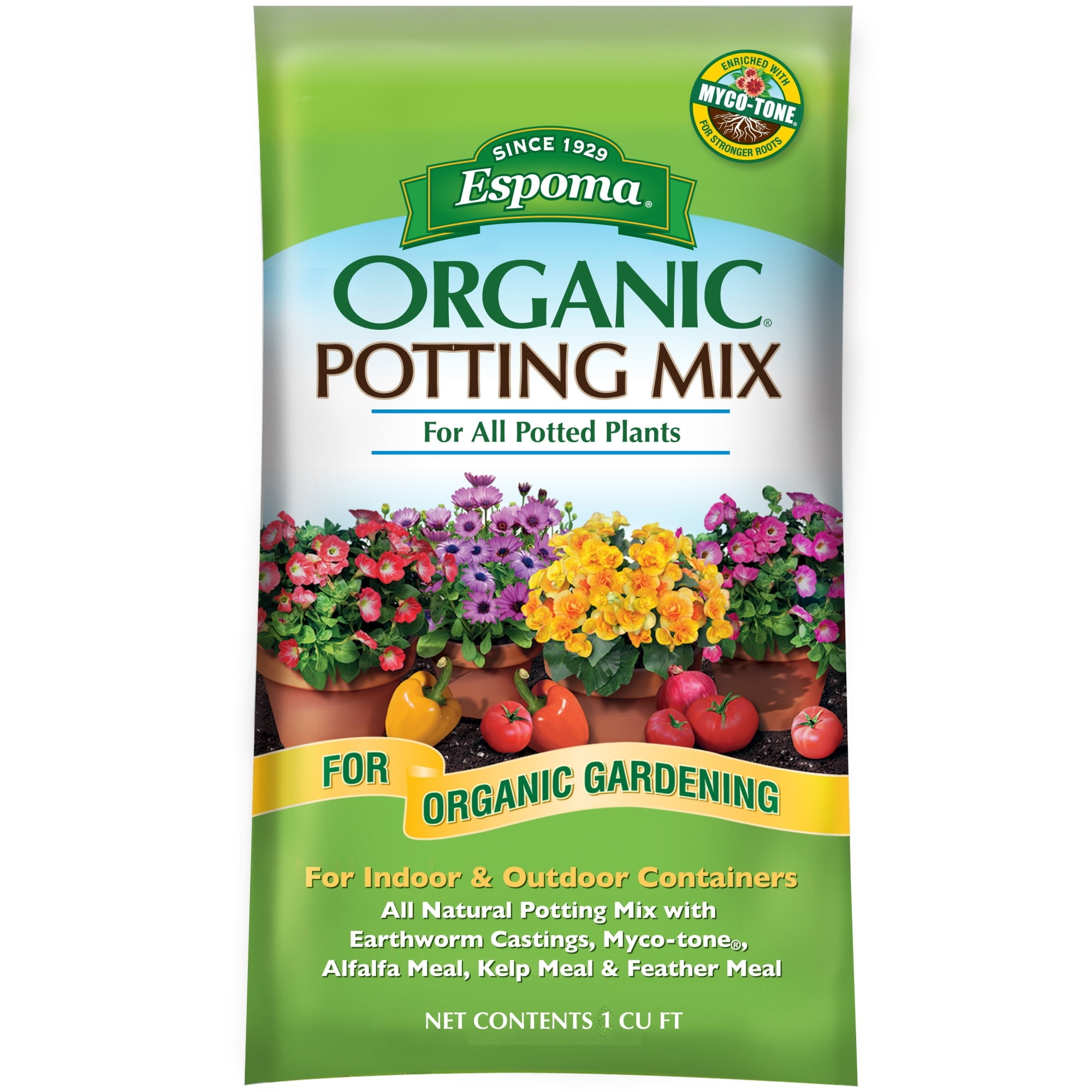 Espoma Organic Potting Soil Mix, All Natural Potting Mix For All Indoor & Outdoor Containers Including Herbs & Vegetables for Organic Gardening, 1 cu ft