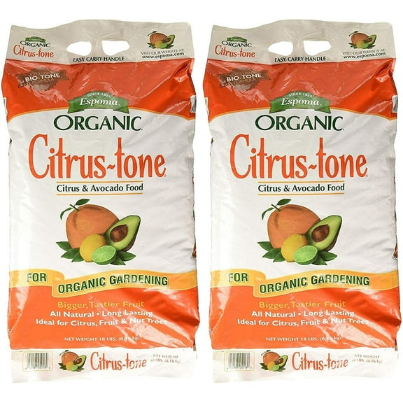 Espoma Citrus Tone Natural Fertilizer Granules - For Citrus, Fruit, Nut Trees - Pack of 2, 18-Pound — Outdoor & Indoor Plant Use, Easy Application