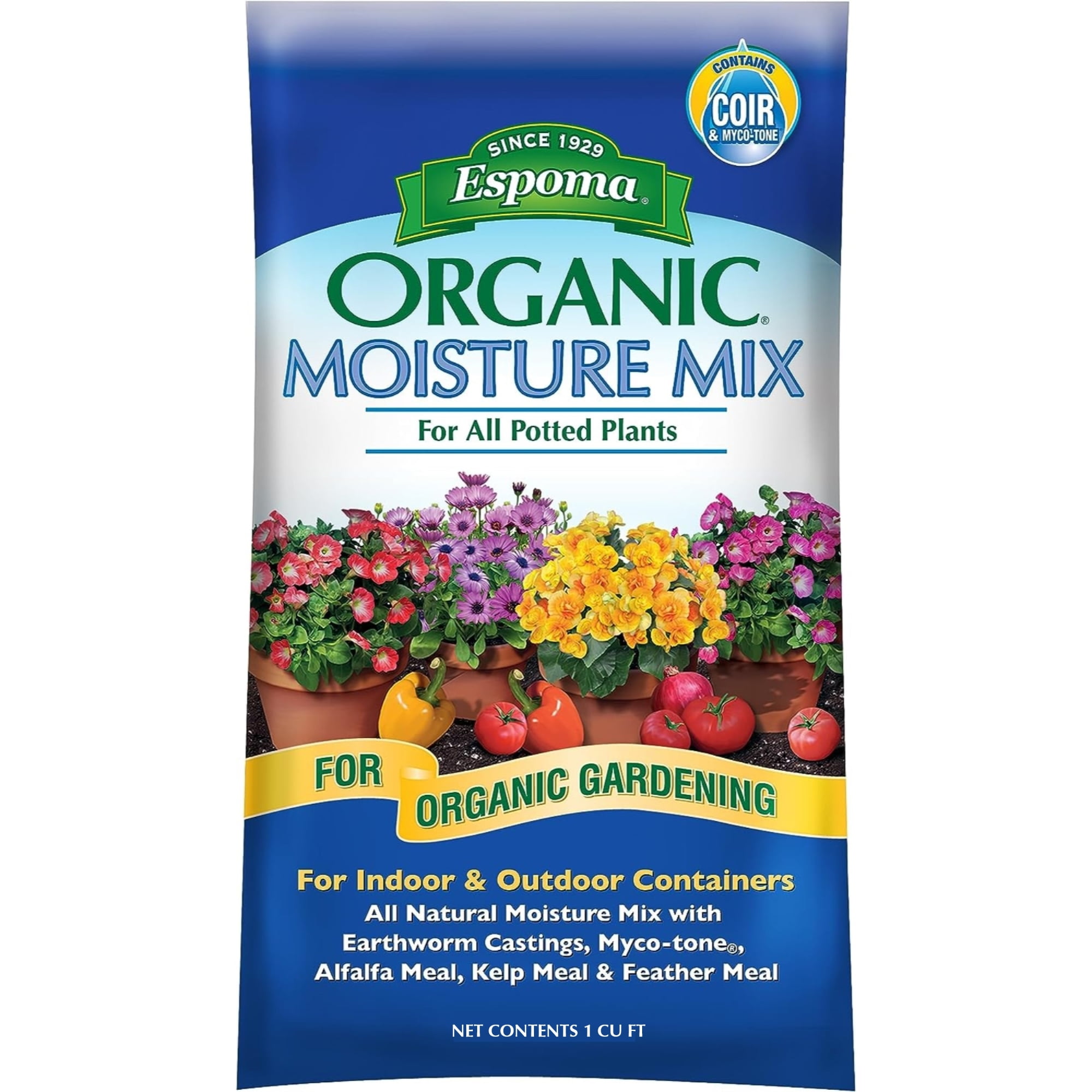 Espoma Organic Moisture Mix Potting Soil - For Potted Plants, Indoor/Outdoor - 1 cu ft