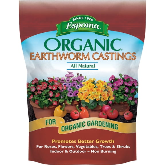 Espoma Earthworm Castings Organic Fertilizer - Natural, For Flowers & Vegetables - 4 qt