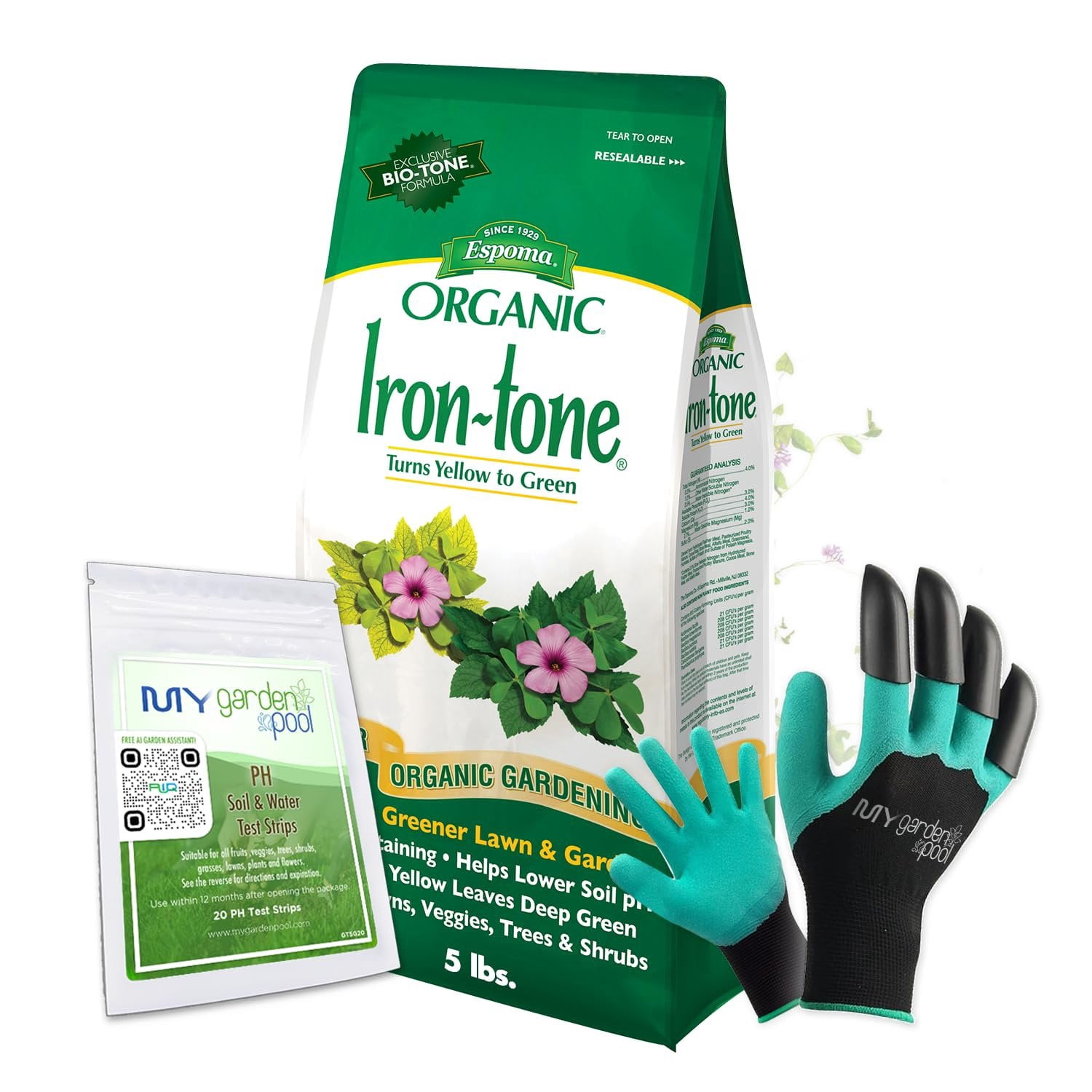 Espoma IT5 Iron-Tone 5 lb. with My Garden Pool PH Soil Test Strips 20 ...