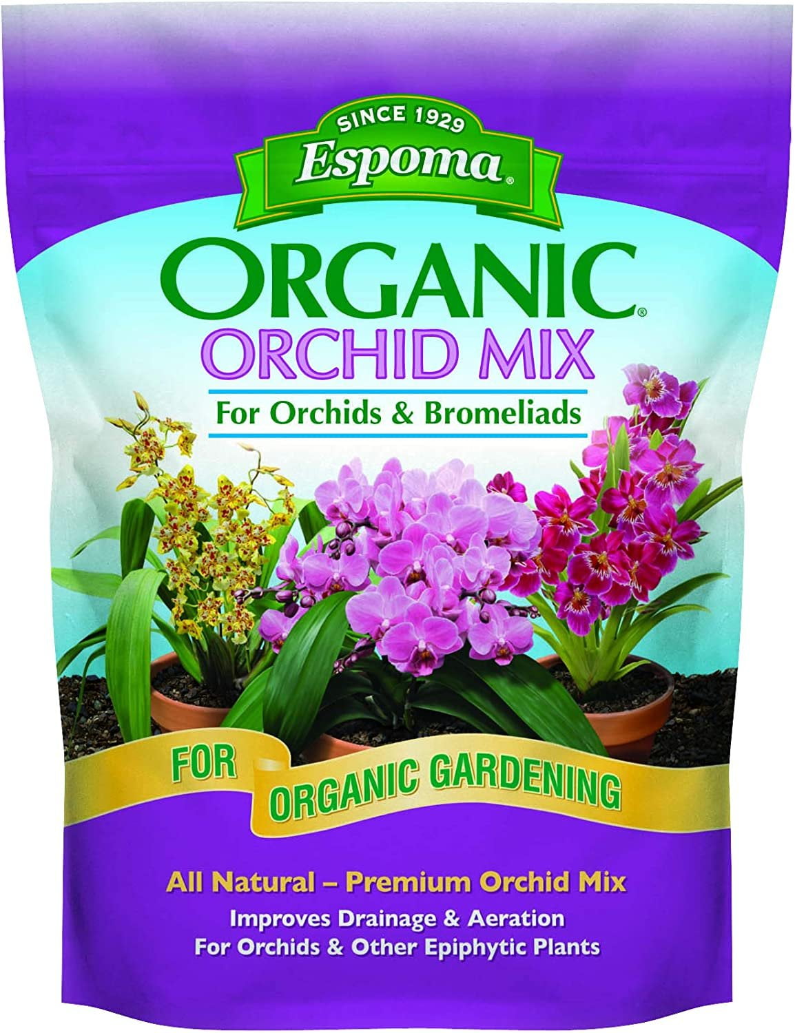 Espoma Orchid Potting Mix, Natural & Organic Premium Soil for Orchids & Bromeliads, 4 qt, Pack of 2