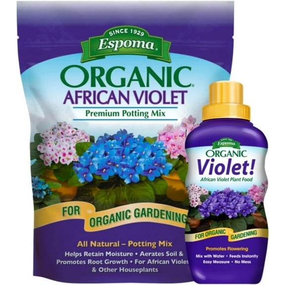 Espoma African Violet Mix and Violet! Liquid Plant Food - Organic - 4qt Bag, 8oz Bottle