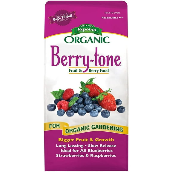 Espoma Organic Berry-Tone 4-3-4 Natural & Organic Fertilizer and Plant Food for All Berries. 4 lb. Bag. Use for Planting & Feeding to Promote Bountiful Harvest - Pack of 2