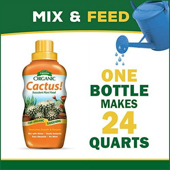 Espoma Organic Cactus Soil Mix 8qt Bag and Cactus! Liquid Plant Food Concentrate 8oz Bottle. Use for Cactus & Succulents - for Organic Gardening - Combo Pack