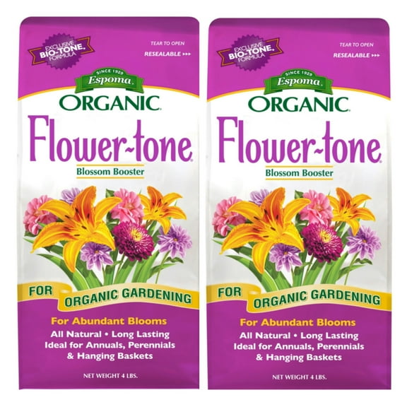 Espoma Organic Flower-tone 3-4-5 Natural & Organic Plant Food for Flowers, Annuals, Perennials & Hanging Baskets, Blossom Booster, 4lbs (Pack of 2)