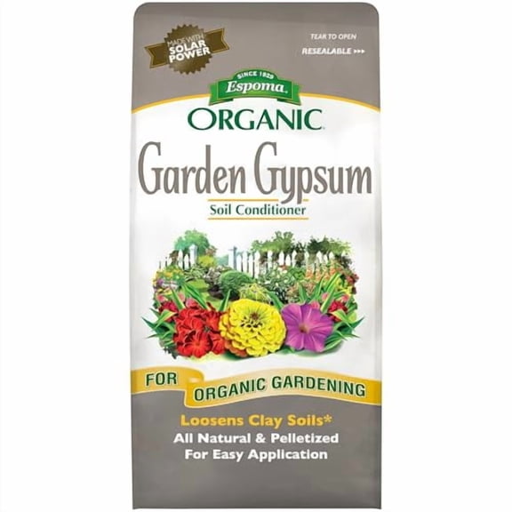 Espoma Organic Garden Gypsum Soil Conditioner; All-natural & pelletized mined gypsum with no fillers or additives. Helps loosen Clay Soil; 6 lb. Bag Pack of one