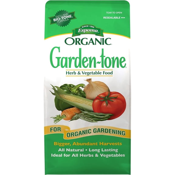 Espoma Organic Garden-Tone 3-4-4 Organic Fertilizer for Cool & Warm Season Vegetables and Herbs. Grow an Abundant Harvest of Nutritious and Flavorful Vegetables 4 lb. Bag.