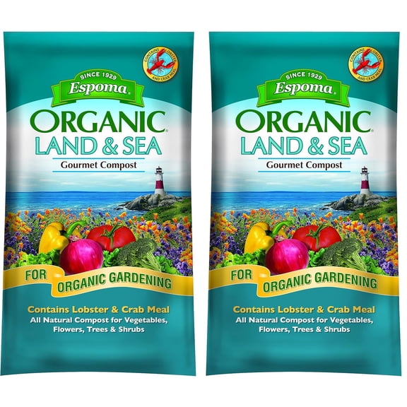 Espoma Organic Land and Sea Gourmet Compost with Lobster & Crab Meal: Planting Mix for Vegetables, Flowers, Trees & Shrubs, 1 Cubic Foot Bag Pack of 2