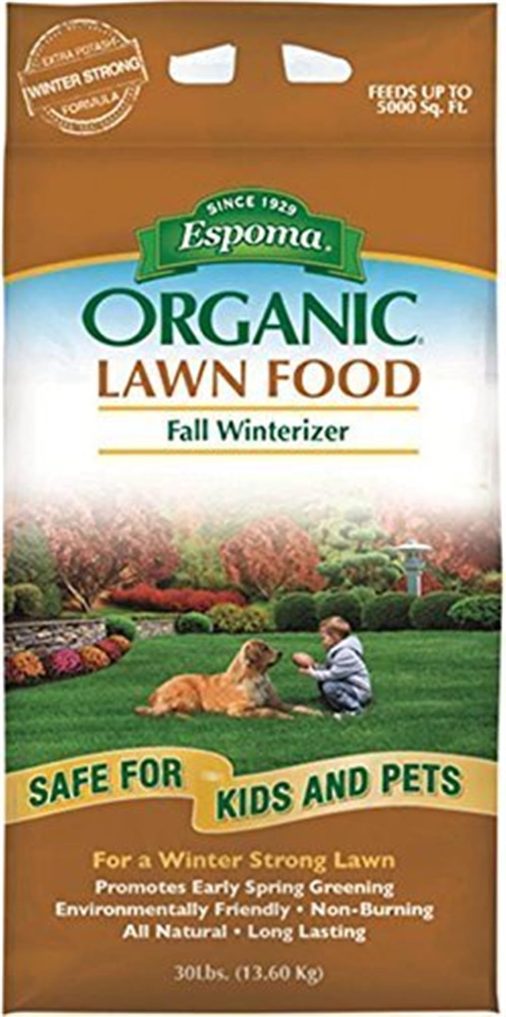 Espoma Organic Lawn Food, Fall Winterizer, 30 Lb Bag, 5,000 Sq Ft