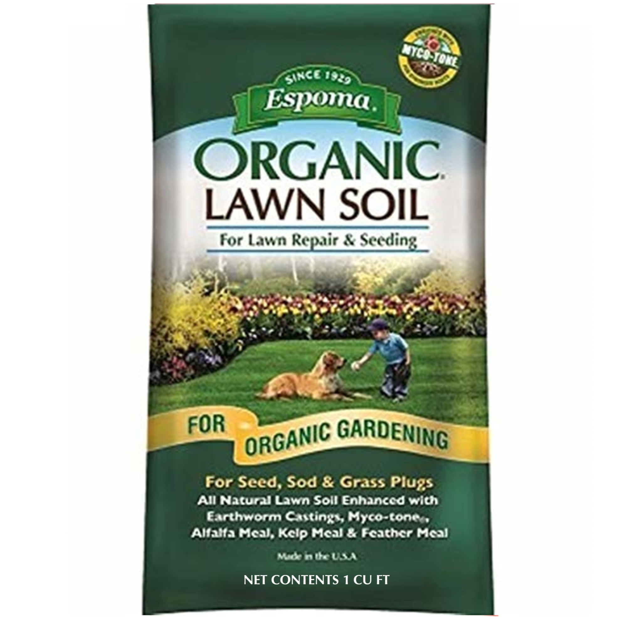 Espoma Organic Lawn Soil, 1 cu ft, All-Natural Dirt Additives for ...