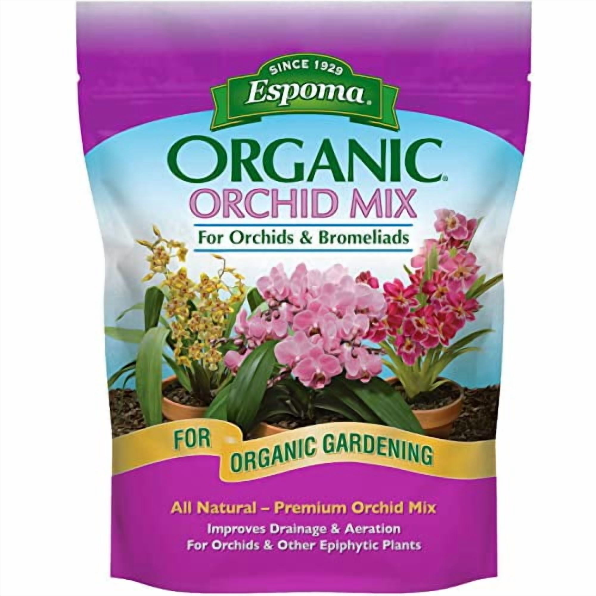 Espoma Organic Orchid Mix 4-Quart Bag. for All Orchids and Bromeliads. Ideal for Phalaenopsis, Dendrobium, and Other Types of Orchids. for Organic Gardening - 4 Pack