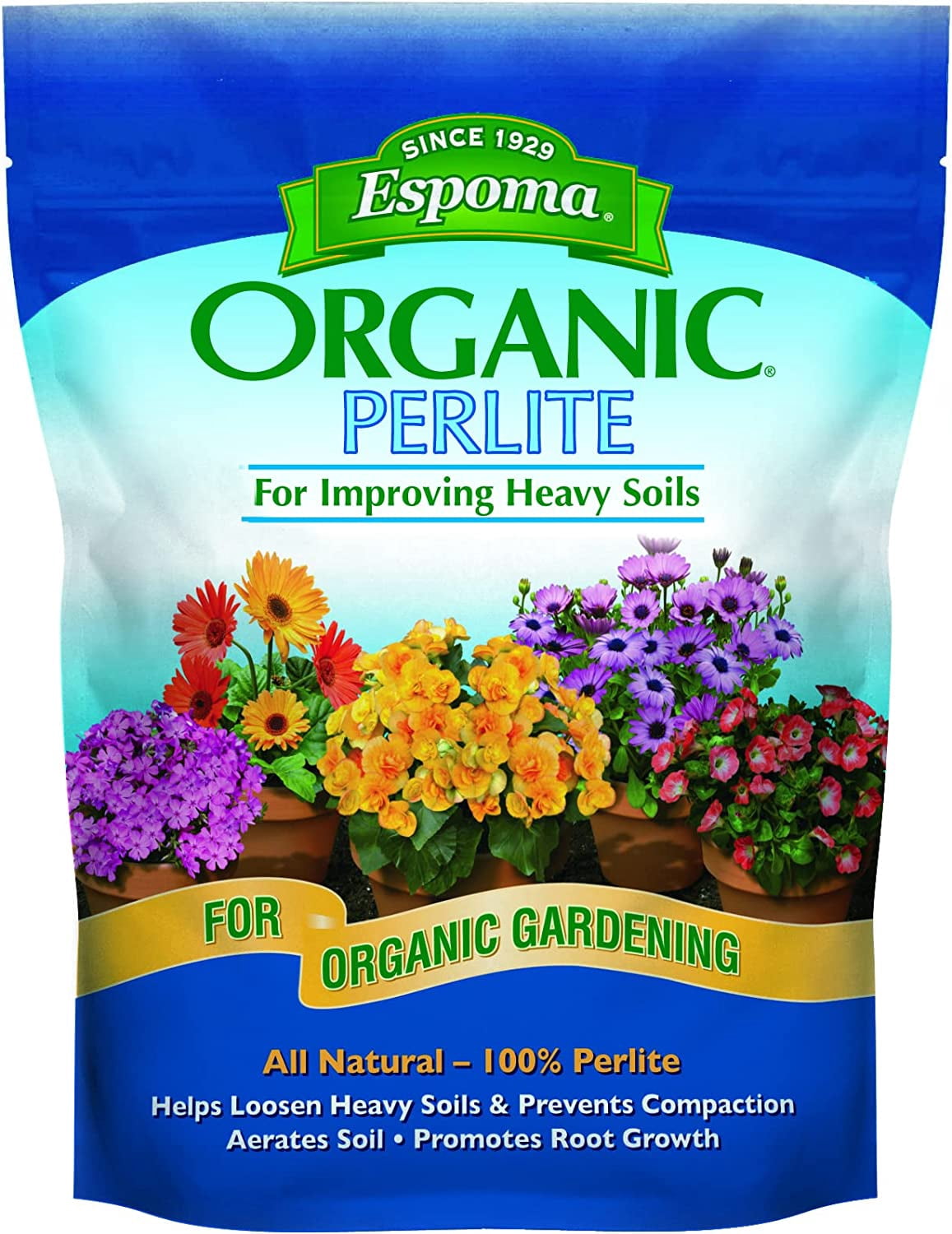 Organic Perlite; All Natural and Approved for Organic Gardening. Helps Loosen and Aerate Heavy Soils, Prevent Compaction & Promotes Root Growth – Pack of 1