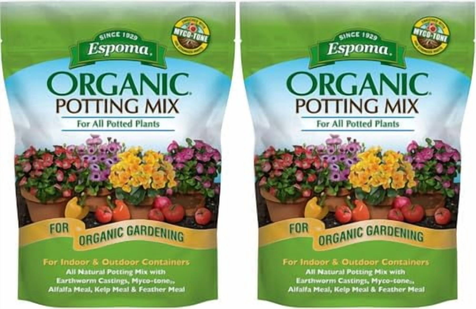 Espoma Organic Potting Soil Mix - All Natural Potting Mix For All Indoor & Outdoor Containers Including Herbs & Vegetables. For Organic Gardening, 8qt. bag. (Pack of 2)