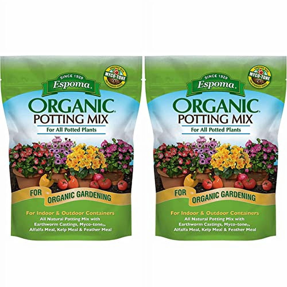 Espoma Organic Potting Soil Mix - All Natural Potting Mix For All Indoor & Outdoor Containers Including Herbs & Vegetables. For Organic Gardening, 8qt. bag. Pack of 2