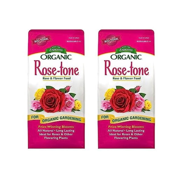 Espoma Organic Rose-Tone 4-3-2 Organic Fertilizer for All Types of Roses and Other Flowering Plants. Promotes Vigorous Green Growth and Abundant Blooms. 4 lb. Bag - 2 Pack
