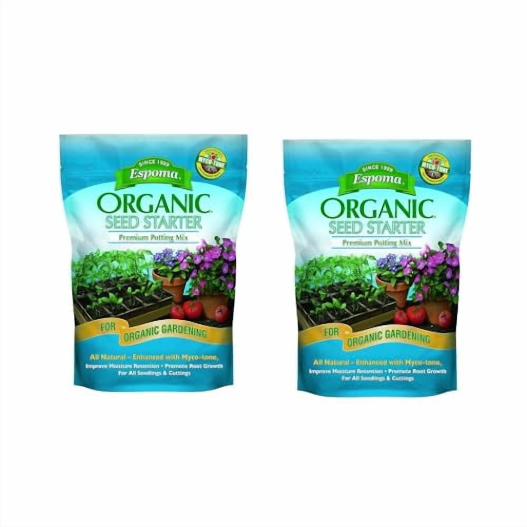Espoma Organic Seed Starter Premium Potting Soil Mix - All Natural & Organic Seed Starting Mix with Mycorrhizae. for Organic Gardening, 8 qt, Pack of 2
