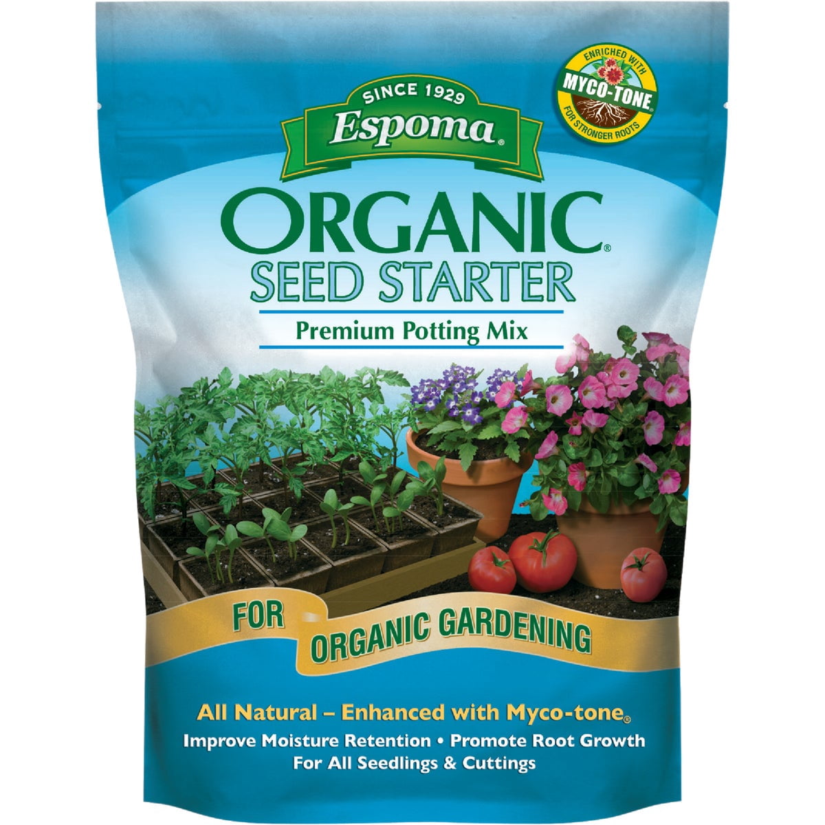 Espoma Organic Seed Starter Premium Potting Soil Mix - All Natural & Organic Seed Starting Mix with Mycorrhizae. for Organic Gardening, 8 qt, Pack of 2
