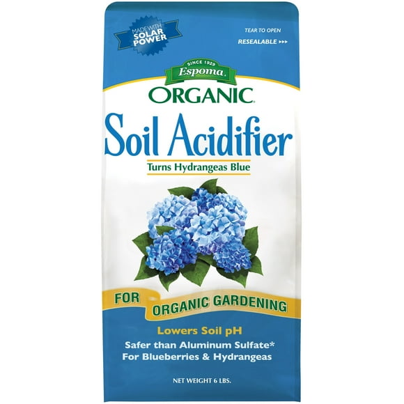 Espoma Organic Soil Acidifier Soil Amendment, Lowers Soil pH, Turns Hydrangeas Blue! Contains Elemental Sulfur, for Organic Gardening, 6lb