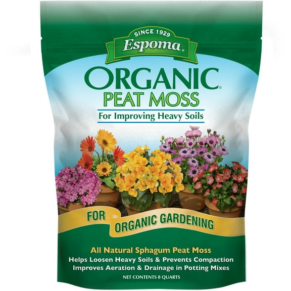 Espoma Organic Peat Moss, All-Natural Sphagnum Peat Moss to Improve Heavy Soils, Approved for Organic Gardening, 8qt