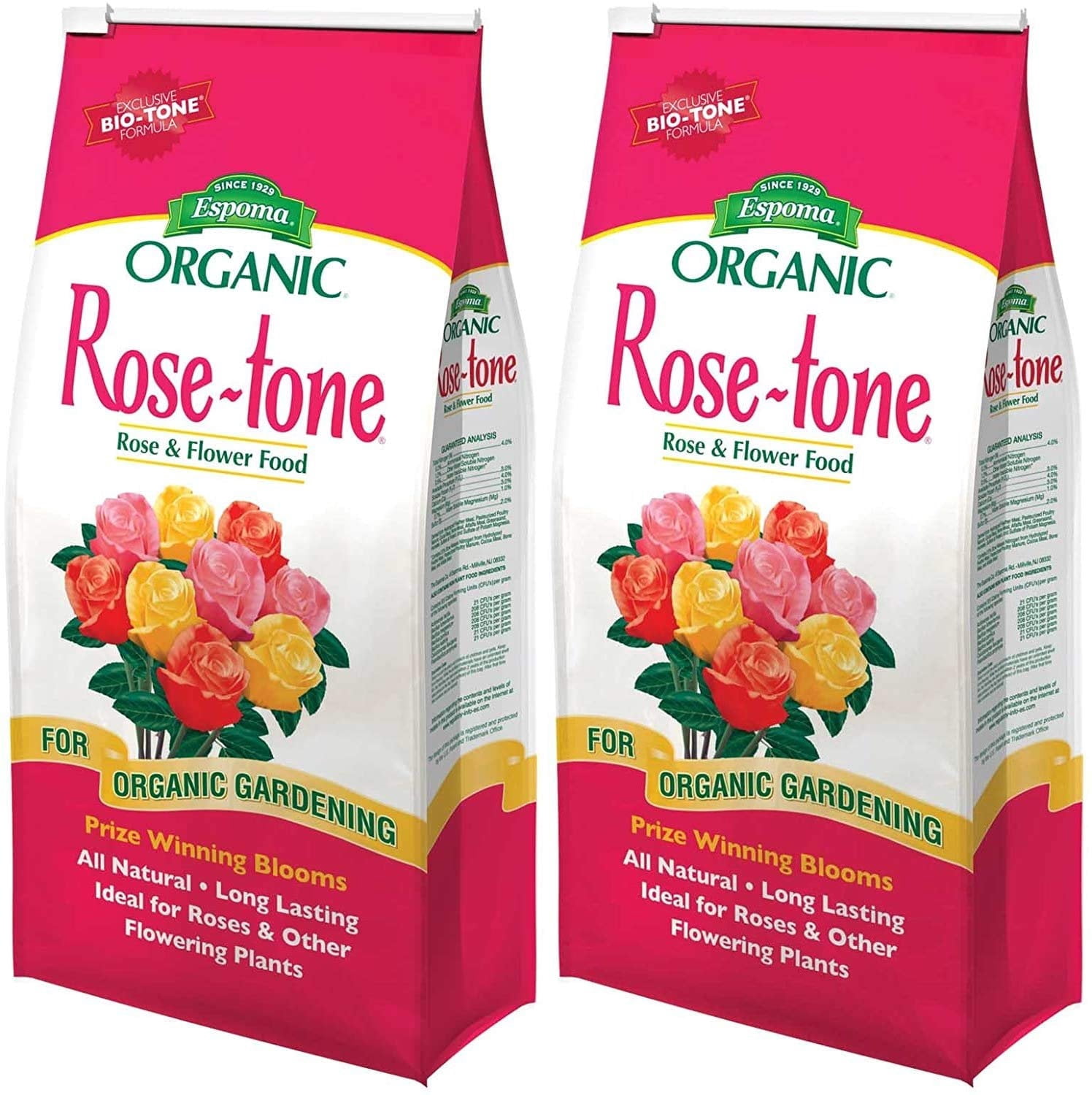 Espoma Rose-Tone Plant Food Granules - 4-3-2 NPK, Natural, Slow-Release - 2 Pack, 4 Lbs