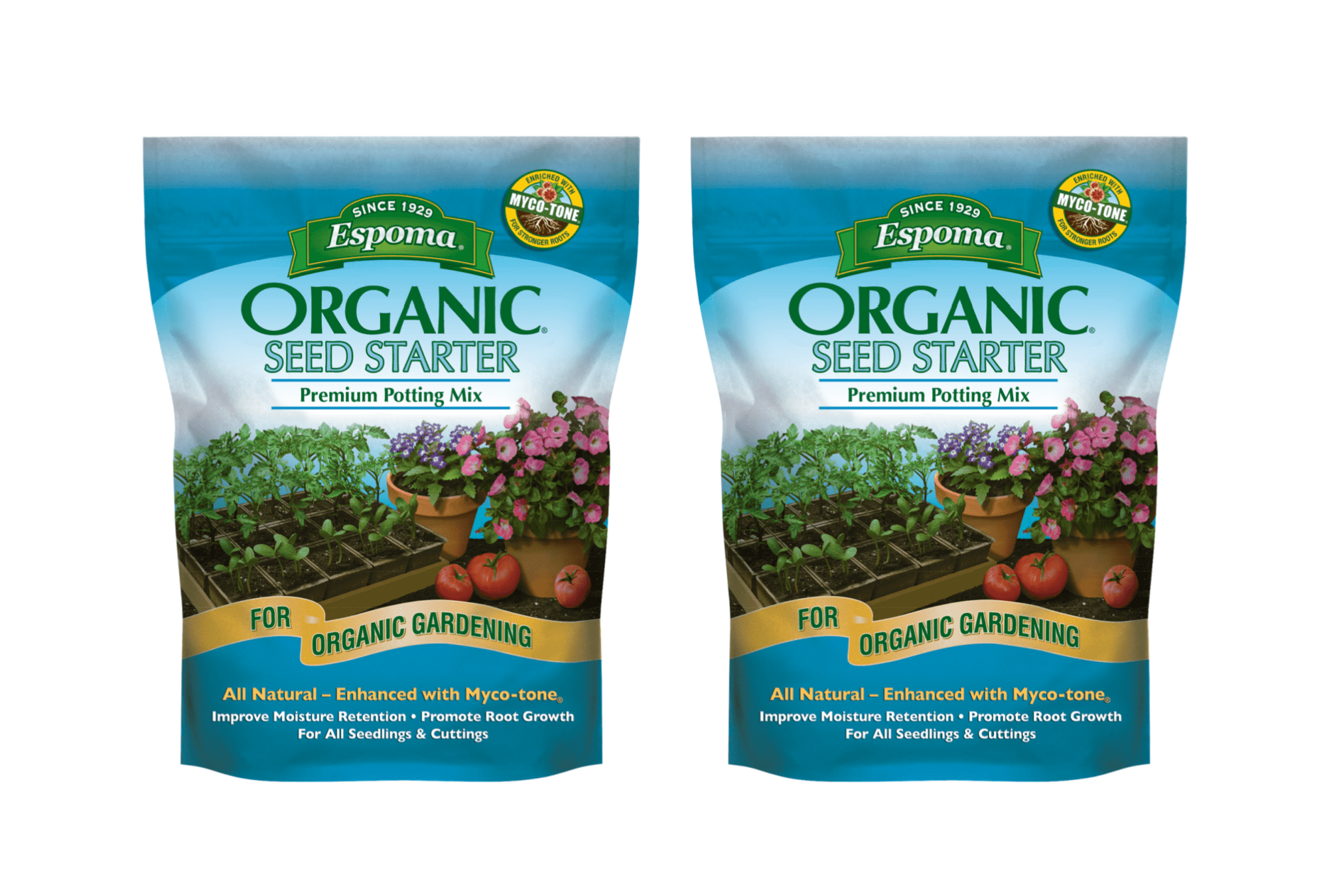 Espoma Organic Seed Starter Premium Potting Soil Mix with Myco-tone, All Natural \u0026 Organic Mix for Organic Gardening, 16qt (Pack of 2)