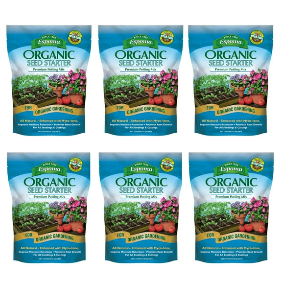 Espoma SS8 Seed Starter Potting Mix, Organic, 8 Qts, 6 Pack