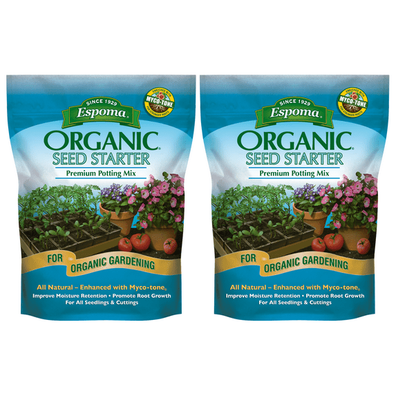 Espoma Seed Starter Potting Mix, Natural & Organic Premium Potting Mix for Seedlings and Cuttings, 8 qt, Pack of 2