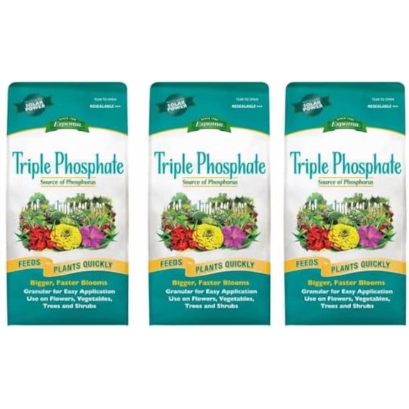 Espoma Triple Phosphate Fertilizer 0-45-0, 6.5lb. Bag; Promotes Root Growth and Blooming in All Flowering Plants, Trees, Shrubs, and Vegetables. Granular for Easy Application. Pack of Three