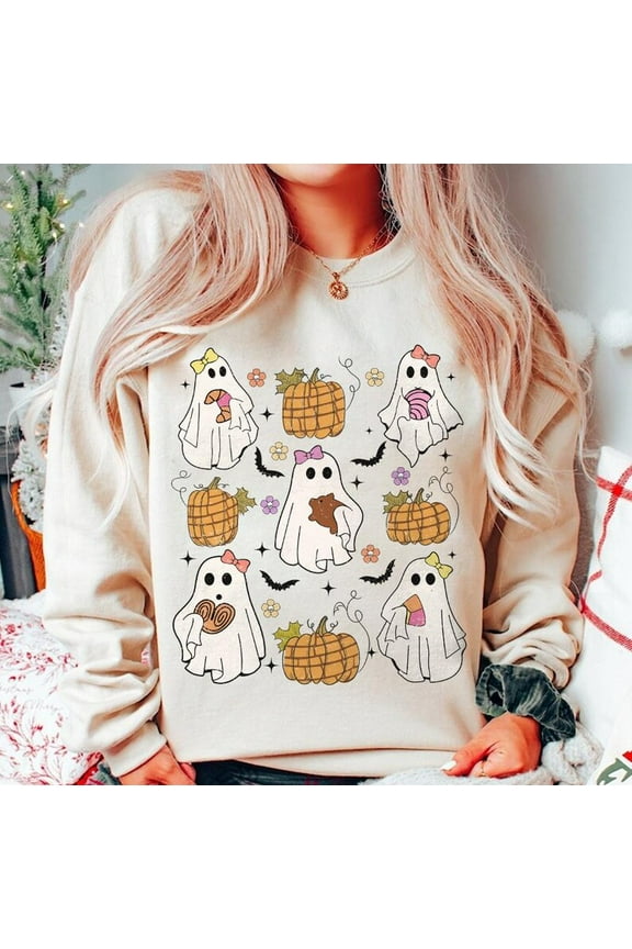 Espooky Vibes Sweatshirt, Spooky Latina Halloween Shirt with Pantasmas and Mexican Conchas, Cute Spanish Fall SWEAT Sweatshirt, Regalos en Español BO120780