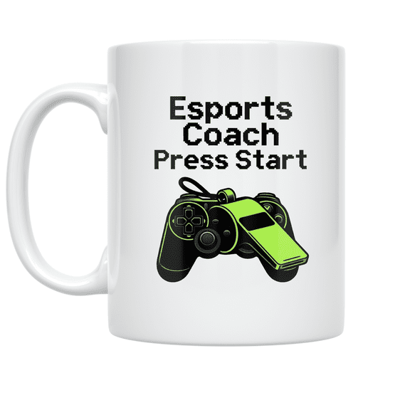 Esports Coach Press Start Design - Gamer Coach - 11 oz Ceramic Coffee Mug