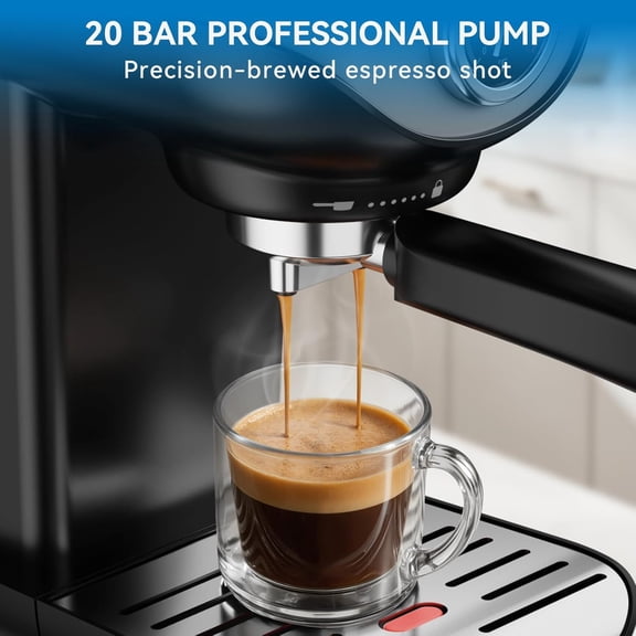 Espresso , 20 BAR Pump Temperature Control, Compact Espresso Maker with Steam Milk Frother, Professional Coffee Makers for Home, Cappuccino, Latte, Gifts for Coffee Lover, Black