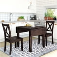 thumbnail image 1 of Espresso 3-Piece Drop Leaf Dining Table Set with 2 X-Back Chairs, Space-Saving Kitchen Nook Set for Small Spaces, Solid Wood Construction, 1 of 10