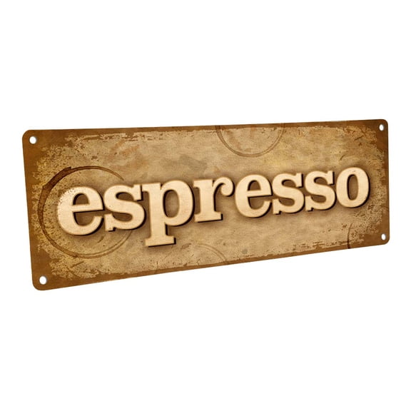 Espresso 4"x12" Metal Sign, Wall Décor for Kitchen and Dining
