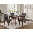 thumbnail image 1 of Espresso 5-Piece Dining Set - Faux Marble Top Table, Bench & 3 Chairs - Faux Leather Seats, Wood Frame, 48" Rectangular, Modern Kitchen/Dining Room, 1 of 9