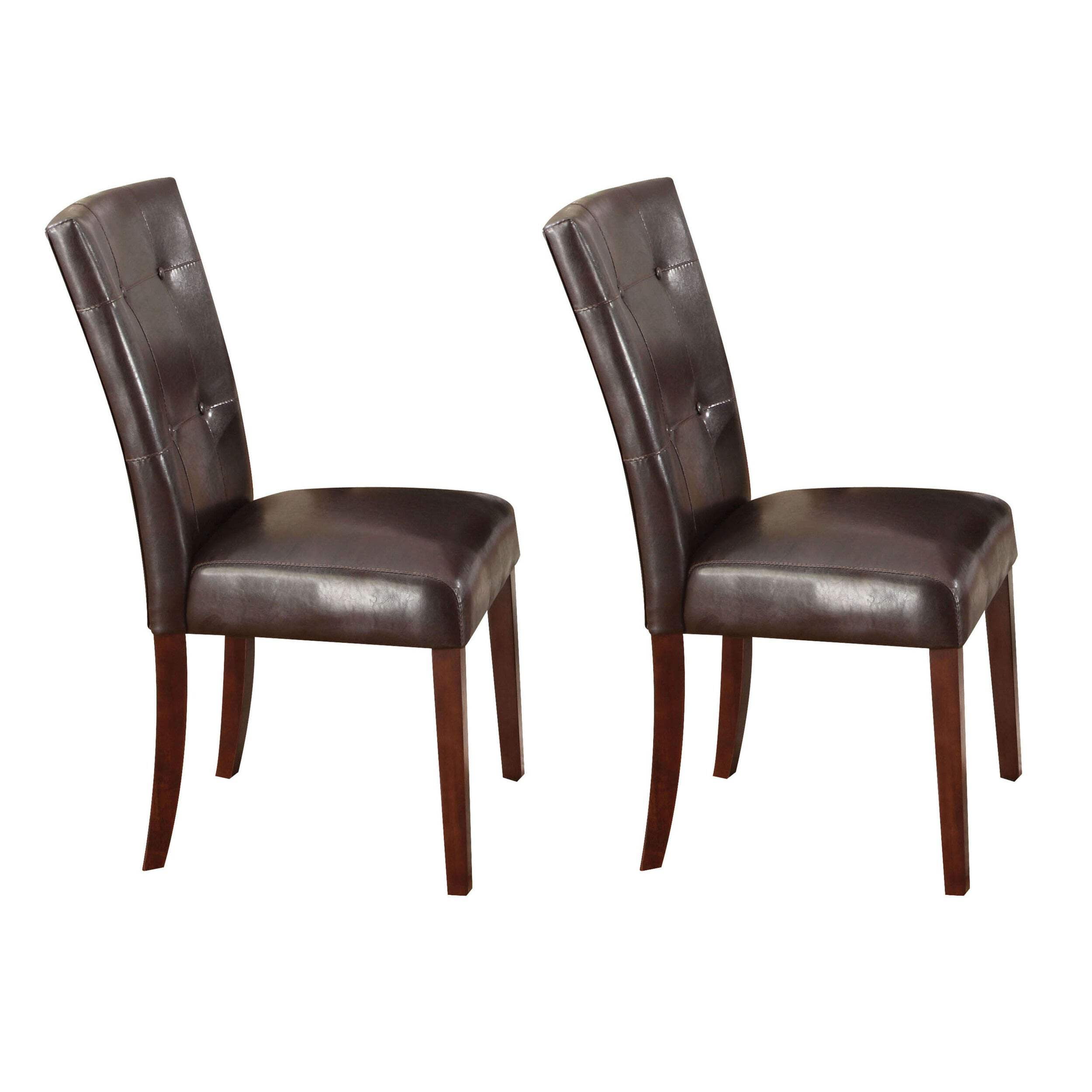 Espresso And Walnut Tufted Back Side Chairs Set Of 2 Solid Espresso ...