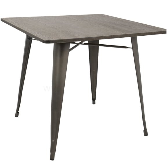 Espresso Bamboo Dining Table with Metal Frame, 36 Inch Industrial Style Kitchen Table