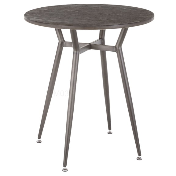 Espresso Bamboo Round Dinette Table with Industrial Metal Legs for Kitchen Dining