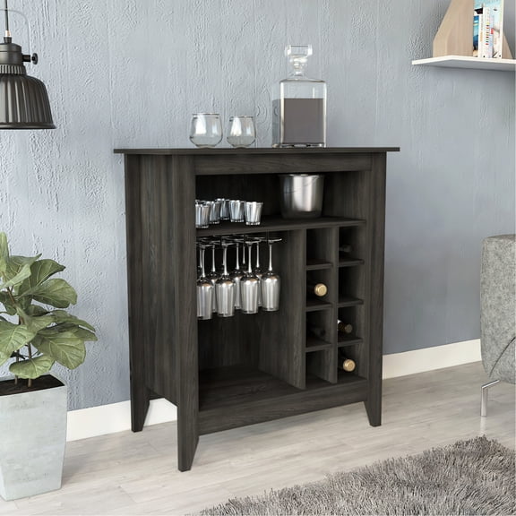 Espresso Bar Cabinet with Open Shelf and Drawer / Easy Assembly for Quick Setup