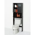 Espresso Bathroom Spacesaver with Frosted Windows and 3 Shelves, Zenna