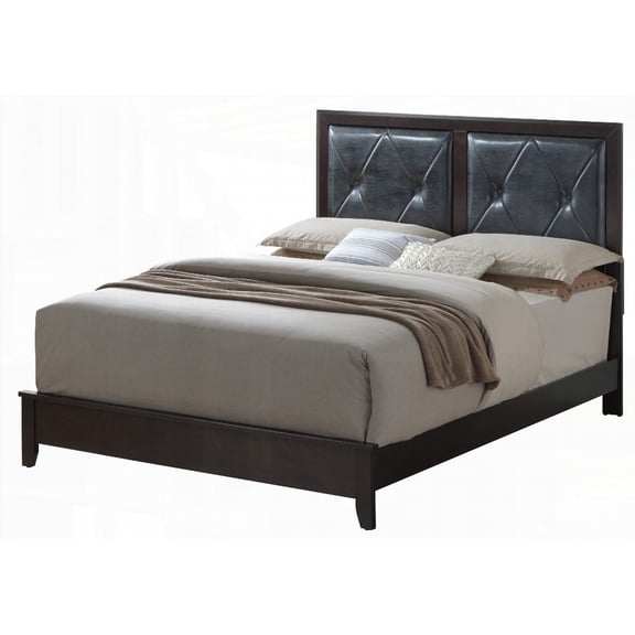 Queen Size Solid Wood Platform Bed Frame with Espresso Finish for Bedroom