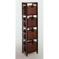 thumbnail image 1 of Espresso Beechwood Rattan 5PC SET SHELF 4-SECT WITH 4 SMALL BASKETS, 1 of 1