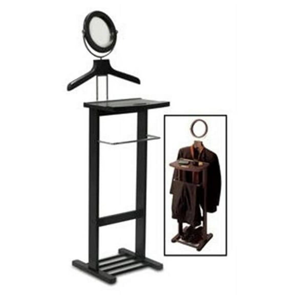 Espresso Beechwood VALET STAND WITH MIRROR COAT & PANT RACKS