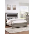 thumbnail image 1 of Espresso Bonded Leather Upholstered HB 1pc Queen Size Bed w LED Transitional Style Wooden Master Bedroom Furniture, 1 of 9