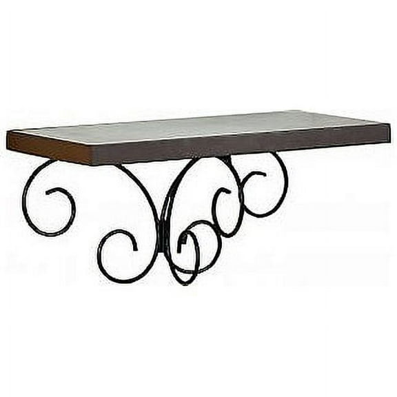 Espresso-Brown 12inch Ledge with Metallic Scroll Accent by Burnes of Boston