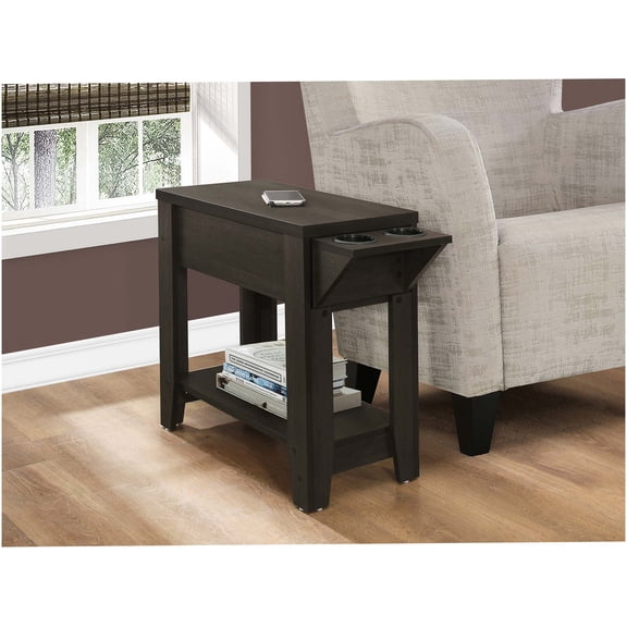 Espresso Brown End Table with Storage Drawer and Shelf, Transitional Side Table for Living Room, Bedroom, or Office