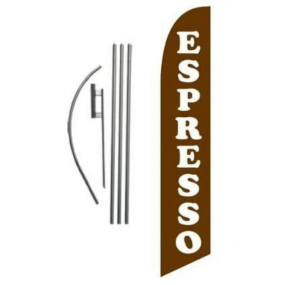 Espresso Cafe Advertising Feather Banner Swooper Flag Sign with Flag Pole Kit and Ground Stake