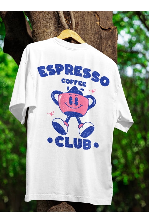 Espresso Coffee Club Graphic Tee Aesthetic Boho T-Shirt Retro Grunge Hippie Graphic for Co